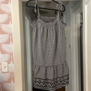 Sleeveless Tiered Gingham Swing Mini Dress